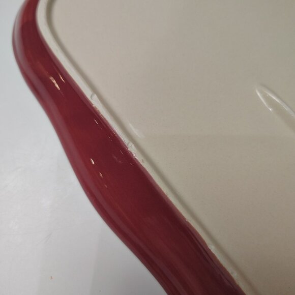 Temp-tations by Tara Floral Lace Red Cranberry Stoneware Sandwich Dish Replaceme - Picture 7 of 8